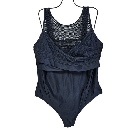 Adore Me One Piece Swim Womens Plus Size 2X Black Lilinoe Contour Plus Fishnet - Picture 1 of 16